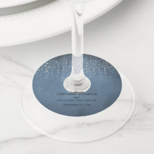 Elegante Sprankelende String Lights Denim Blue Bru Wijnglaslabel
