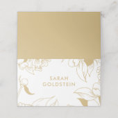 Elegante Spring Gold Floral Moderne Plaatskaarten (Buitenkant ongevouwen)