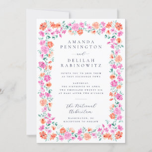 Elegante Spring Roze Sinaasappel Bloemen Lesbische Kaart