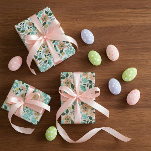 Elegante Spring Wildflower Bloemen Paashaas Inpakpapier Vel