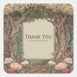 Elegante Sprookjesbos Boom Boog Roze Bloemen Vierkante Sticker