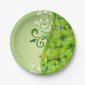 Elegante St. Patrick's Day Shamrocks en Scrolls Papieren Bordje (Voorkant)