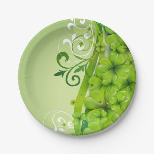 Elegante St. Patrick's Day Shamrocks en Scrolls Papieren Bordje