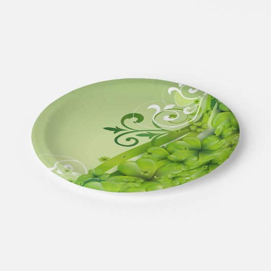 Elegante St. Patrick's Day Shamrocks en Scrolls Papieren Bordje (Gekanteld)