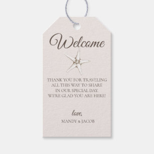Elegante Starfish bruiloft welkomsttas Cadeaulabel