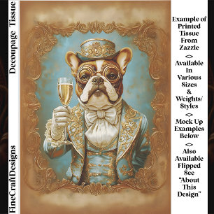 Elegante Steampunk Bulldog Champagne FR8L Decoupag Tissuepapier