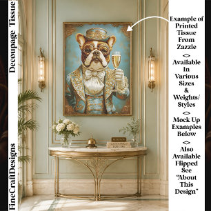 Elegante Steampunk Bulldog Champagne FR8R Decoupag Tissuepapier