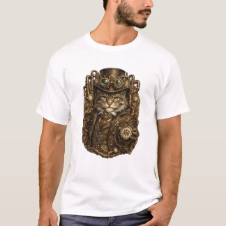Elegante Steampunk Kat | Victoriaans Mechanisch T-shirt