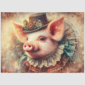 Elegante Steampunk Pig Portret Decoupage Tissuepapier (Voorkant)