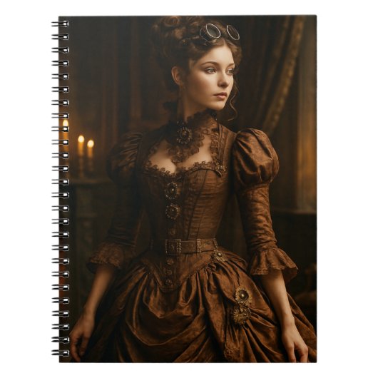 Elegante Steampunk Victoriaans Lady in Brown Notitieboek (Voorkant)