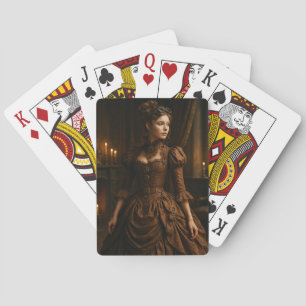 Elegante Steampunk Victoriaanse Dame in Bruin Pokerkaarten