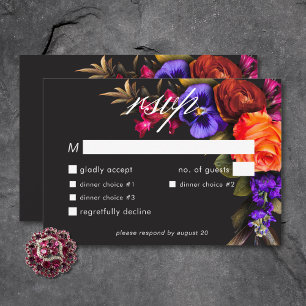 Elegante Stemmig Levendig Oogst Bloemig Diner RSVP Kaartje