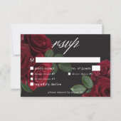 Elegante stemmige bloedrode rozen bloemendiner RSVP kaartje (Voorkant)