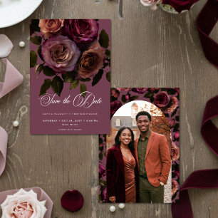 Elegante Stemming Zachte Roest & Bourgondië Bloemi Save The Date