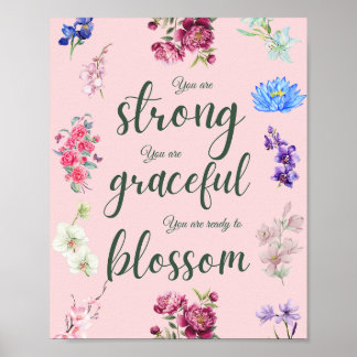 Elegante sterke sierlijke bloesem bloem roze poster