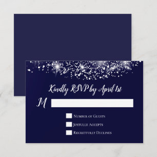 Elegante sterren marineblauw RSVP kaartje