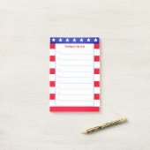 Elegante sterren, rood en wit gestreepte dingen om post-it® notes (Op bureau)