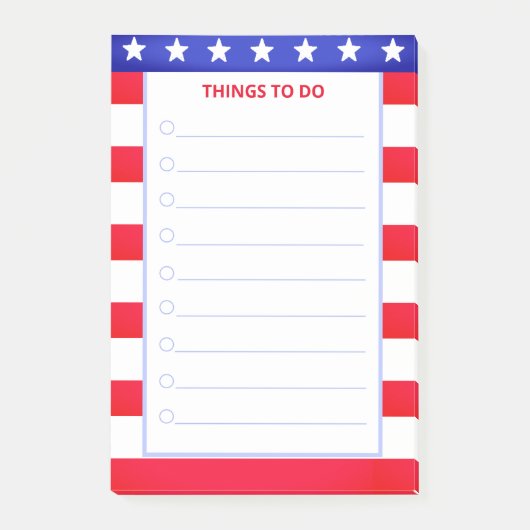 Elegante sterren, rood en wit gestreepte dingen om post-it® notes (Voorkant)