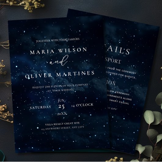 Elegante Sterrennacht Bruiloft uitnodiging Modern
