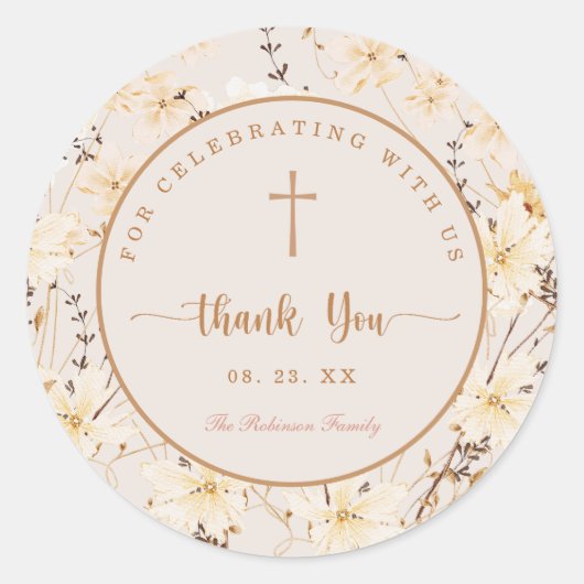 Elegante sticker voor wilde bloemen-dope / doop (Voorkant)