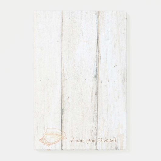 Elegante stijl, houtstructuur, zeeschelp post-it® notes (Voorkant)