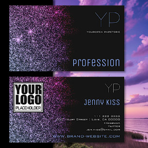 Elegante stijl met Logo zwarte Paarse glittersterr Visitekaartje