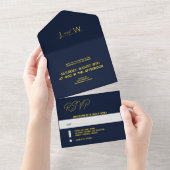 Elegante stijlvolle alles-in-één bruiloft uitnodig all in one uitnodiging (Afscheurbaar)