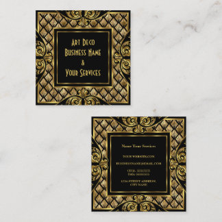Elegante stijlvolle Art Deco goud zwart vintage 19 Vierkante Visitekaartje