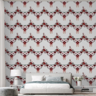 Elegante stijlvolle bloem rood roze wit behang
