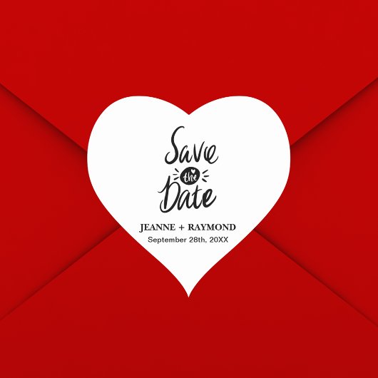 Elegante stijlvolle bruiloft Bewaar de datum Hart Sticker