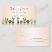 Elegante Stijlvolle Cactus Referralkaart Aanbevelingskaartje (Voorkant / Achterkant)