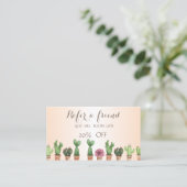 Elegante Stijlvolle Cactus Referralkaart Aanbevelingskaartje (Staand voorkant)