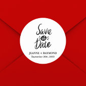 Elegante Stijlvolle Douanebruiloft Sla de datum op Ronde Sticker