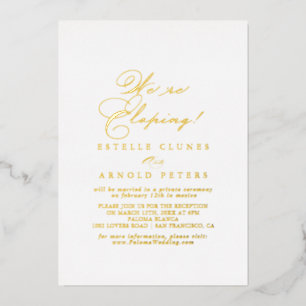 Elegante stijlvolle elopement receptie Goud Folie Uitnodiging