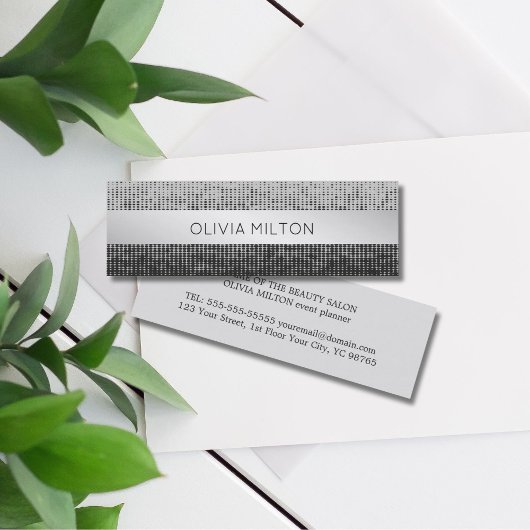 Elegante stijlvolle Faux Silver Stripe Event Plann Mini Visitekaartje