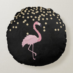 Elegante stijlvolle gouden diamanten roze flamingo rond kussen