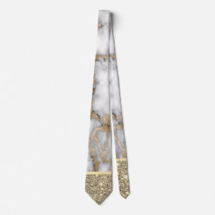 Elegante Stijlvolle Gouden Glitter Glanzende Witte Stropdas