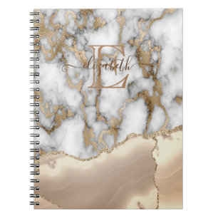 Elegante stijlvolle gouden glitters Crème marmeren Notitieboek
