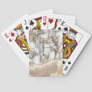 Elegante stijlvolle gouden glitters Crème marmeren Pokerkaarten
