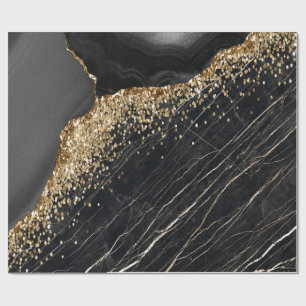 Elegante stijlvolle gouden glittersequins zwart ma cadeaupapier