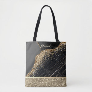 Elegante stijlvolle gouden glittersequins zwart ma draagtas