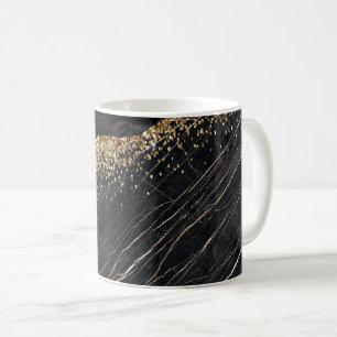 Elegante stijlvolle gouden glittersequins zwart ma koffiemok