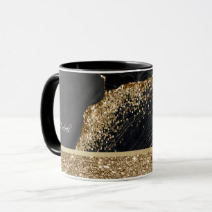 Elegante stijlvolle gouden glittersequins zwart ma mok