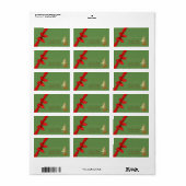 Elegante stijlvolle gouden kerstboom, rode strik etiket (Full Sheet)