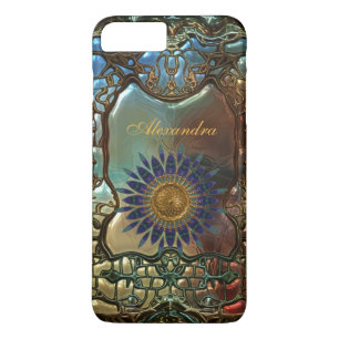 Elegante stijlvolle gouden metalen art nouveau 	iPhone 8 plus / 7 plus hoesje