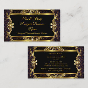 Elegante stijlvolle gouden zwarte brokaat ontwerpe visitekaartje