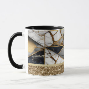 Elegante stijlvolle gouden zwarte geometrische mar mok