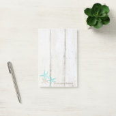 Elegante stijlvolle houtstructuur, zeesterren post-it® notes (Kantoor)