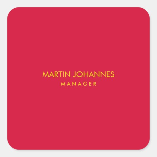 Elegante Stijlvolle Kersenrood Goud Kleur Aangepas Vierkante Sticker (Voorkant)