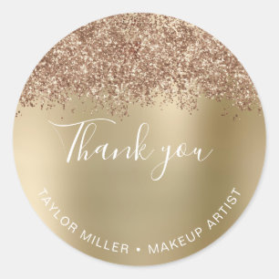 Elegante stijlvolle koperen roze gouden glitters b ronde sticker